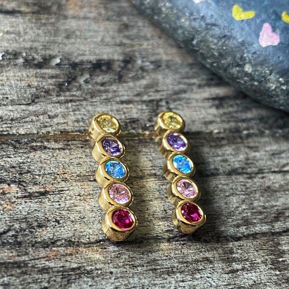 NEW Rainbow Gem Line Earrings - Picture 4 of 9